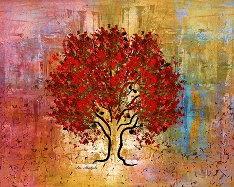 Framed Red Tree 3 Print
