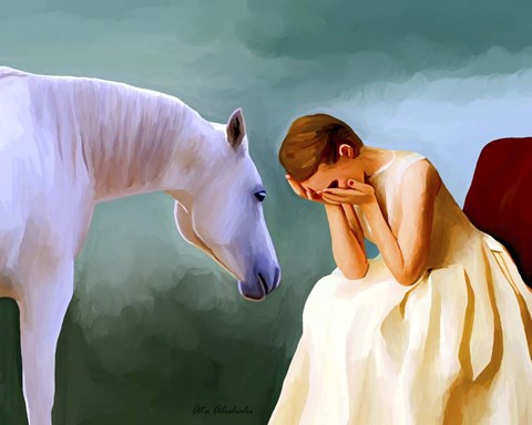 Framed Sad Girl And Horse Print