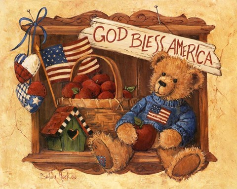 Framed God Bless America Teddy Print