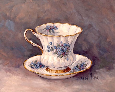 Framed Blue Nosegay Teacup Print