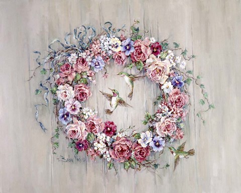 Framed Hummingbird Wreath Print