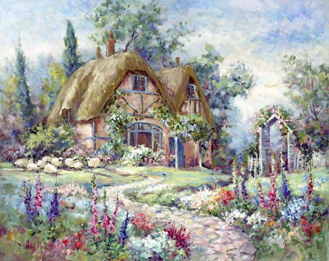 Framed Cottage at Byers Green Print
