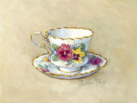Framed Pansy Teacup Print