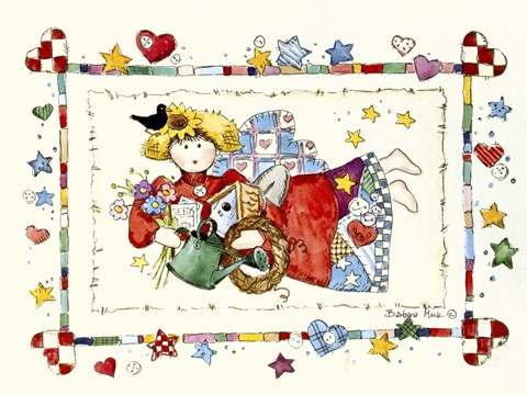 Framed Gardening Angel Print