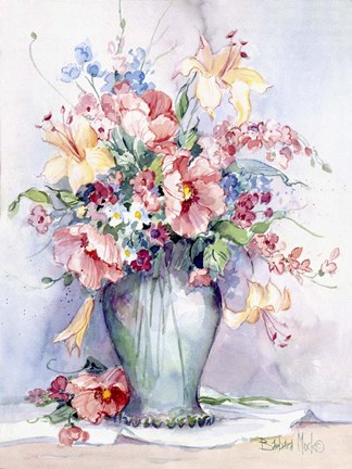 Framed Pink Poppy Bouquet Print