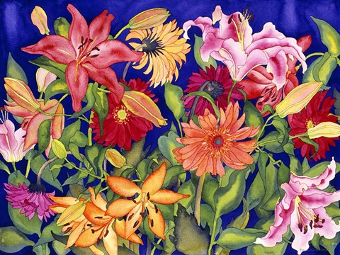 Framed Lilies and Gerbers Print