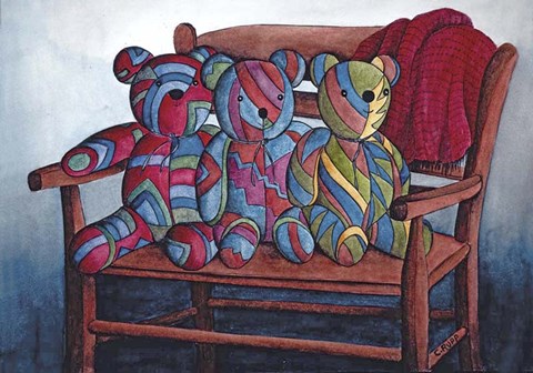 Framed Calico Bears Print