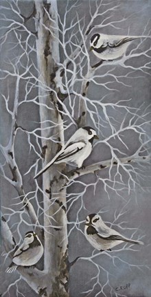 Framed Chickadee Quartet Print