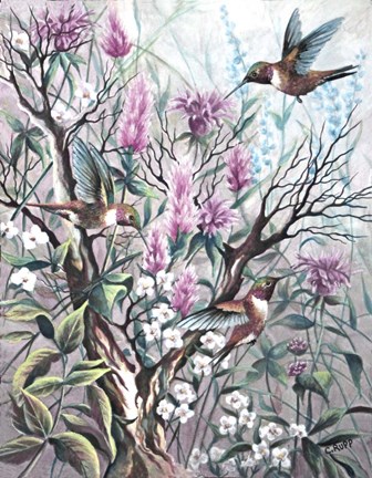 Framed Hummingbird Tapestry Print