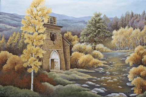 Framed Church by the Creek Print