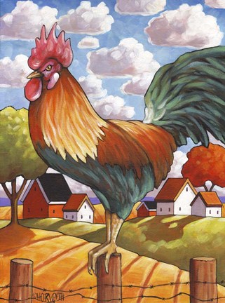 Framed Rooster Country Print