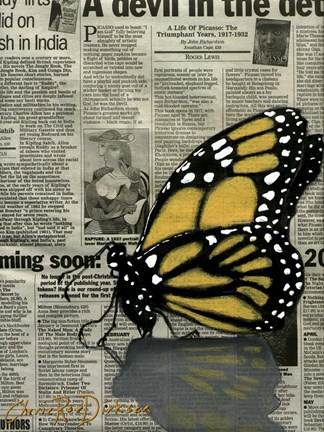 Framed Butterfly On My Newspaper Print