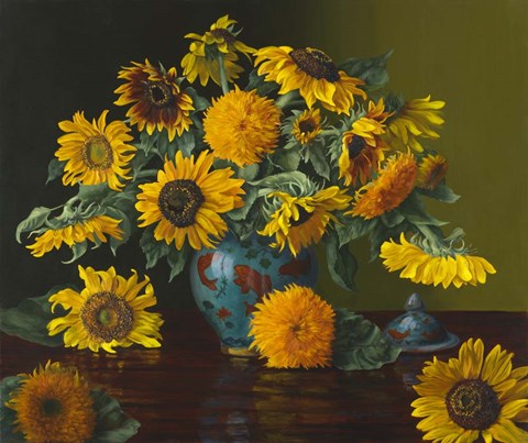 Framed Sunflower Dance with the Fishies Print