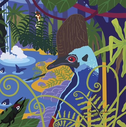 Framed Cassowary In The Rainforest Print
