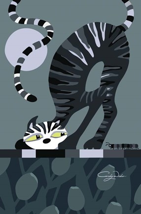 Framed Moonlight Cat Print