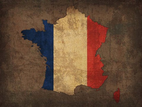 Framed France Country Flag Map Print