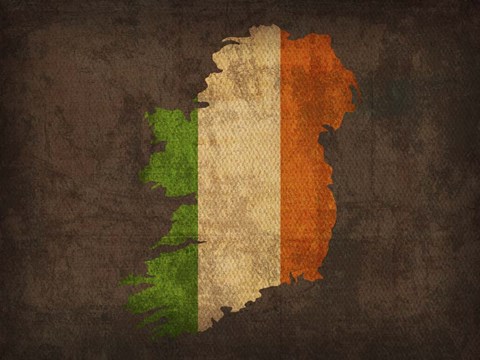 Framed Ireland Country Flag Map Print