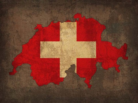 Framed Switzerland Country Flag Map Print
