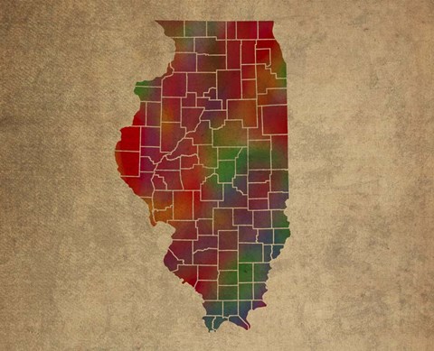 Framed IL Colorful Counties Print