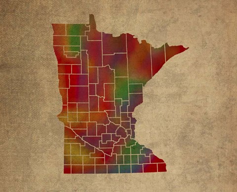 Framed MN Colorful Counties Print