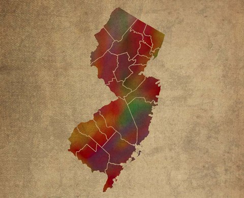 Framed NJ Colorful Counties Print