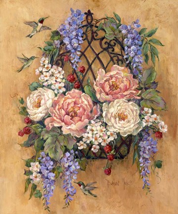 Framed Hummingbird Floral Print