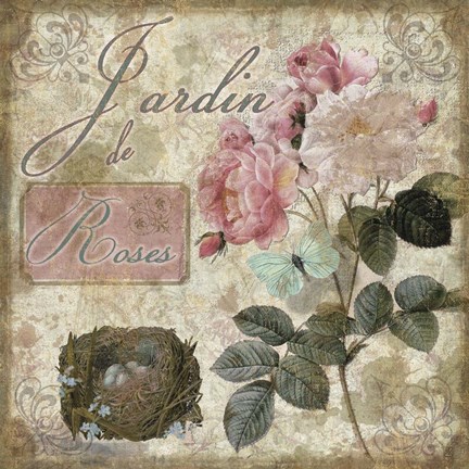 Framed Jardin de Fleurs I Print