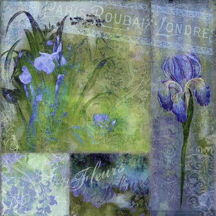 Framed Fleurs Bleues I Print