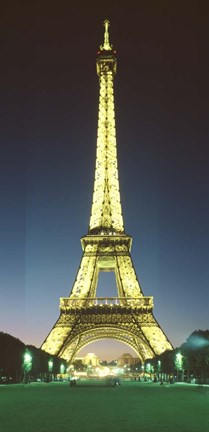 Framed Eiffel Tower illuminated at Night, Paris Print