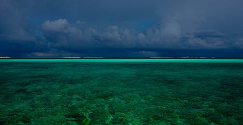 Framed Cloudscape over Caribbean sea, Great Exuma Island, Bahamas Print
