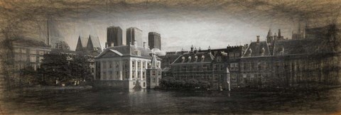Framed Buildings at the Waterfront, Binnenhof, Netherlands Print