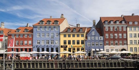 Framed Colorful Houses along Nyhavn, Copenhagen, Denmark Print