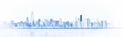 Framed Chicago Skyline Sketch Print