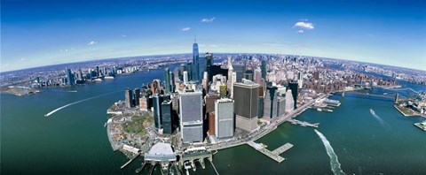 Framed Aerial View of Lower Manhattan Print