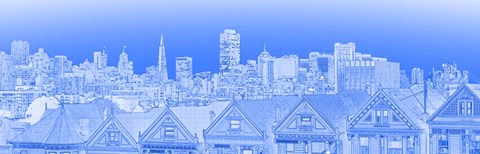 Framed Skyscrapers at Night in San Francisco Print