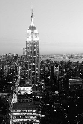 Framed Empire State Building at Sunset, (BW) Print