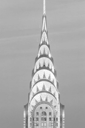 Framed Close up of the Chrysler Building at Sunset (BW) Print