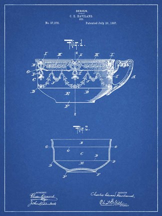 Framed Blueprint Haviland Demitasse Tea Cup Patent Print