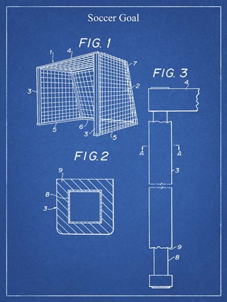 Framed Blueprint Soccer Goal Patent Print