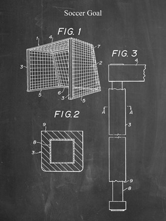 Framed Chalkboard Soccer Goal Patent Print