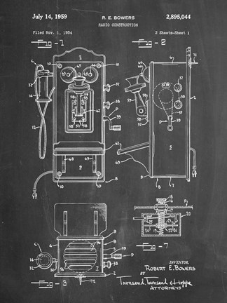 Framed Chalkboard Wall Phone Patent Print