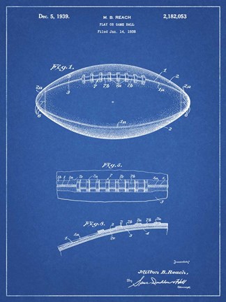 Framed Blueprint Football Game Ball Patent Print