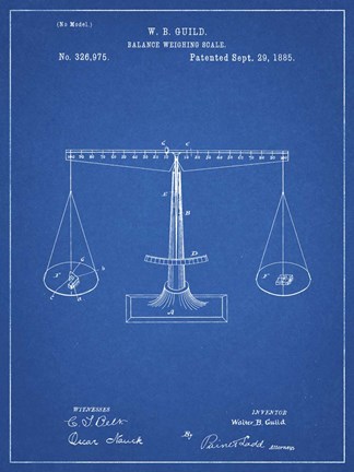 Framed Blueprint Scales of Justice Patent Print