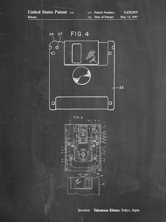 Framed Chalkboard 3 1/2 Inch Floppy Disk Patent Print