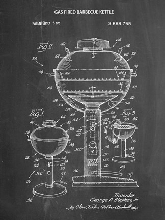 Framed Chalkboard Webber Gas Grill 1972 Patent Print