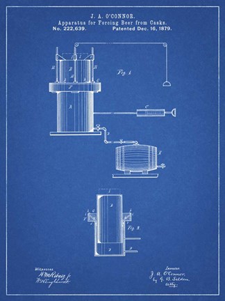 Framed Blueprint Antique Beer Cask Diagram Patent Print