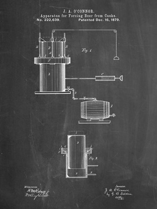Framed Chalkboard Antique Beer Cask Diagram Patent Print