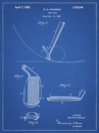 Framed Blueprint Golf Wedge 1923 Patent Print