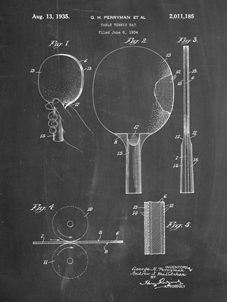 Framed Chalkboard Ping Pong Paddle Patent Print