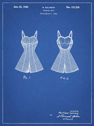 Framed Blueprint Bathing Suit Patent Print